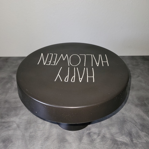 Rae Dunn HAPPY HALLOWEEN Black Cake Stand, Pedestal Base, Cake Plate, 9.5 - Picture 2 of 3